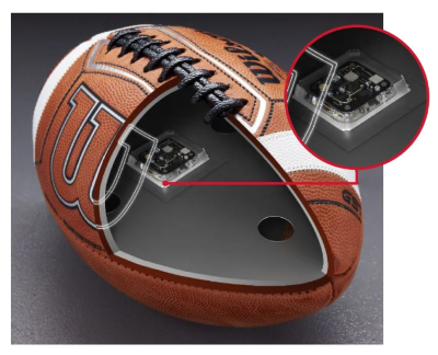 Wilson football with UWB-enabled RFID tag