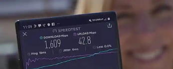 speed test results on phone