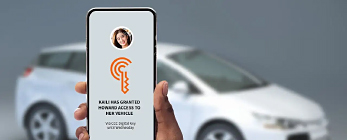 person unlocking car using phone